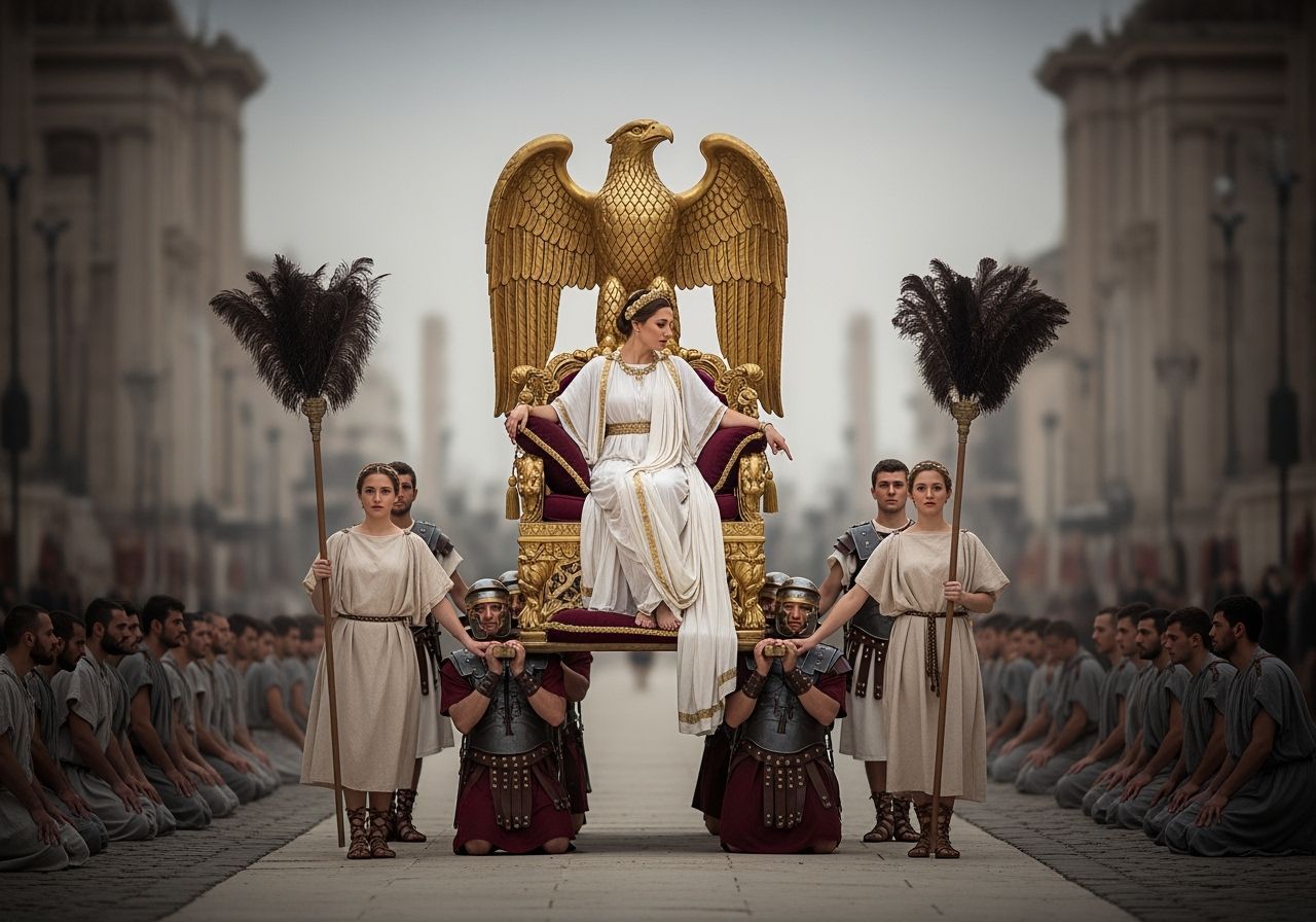 Roman Empress on Eagle Throne, Photorealistic Image