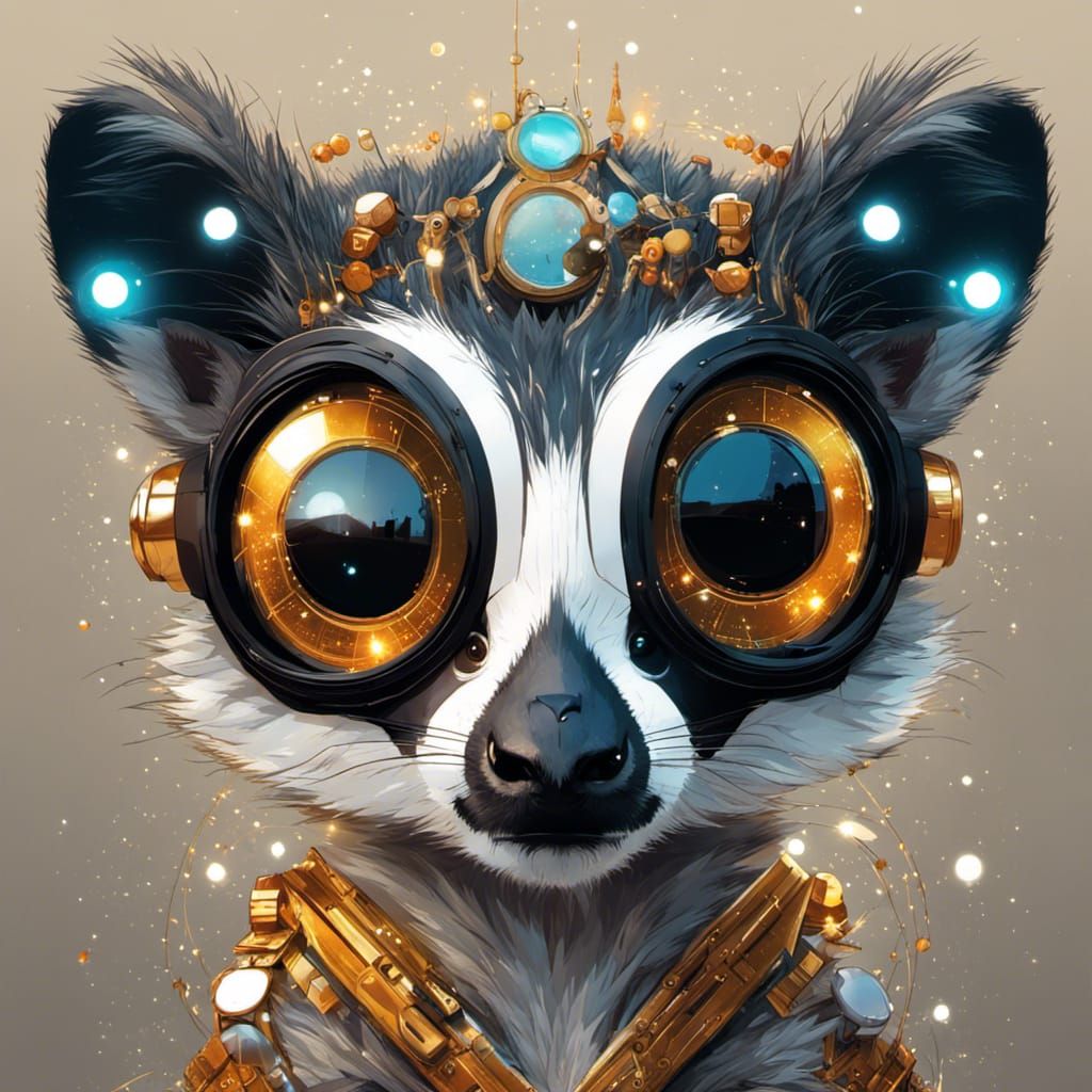 Constellation Lemur in Deep Colors, Digital Art