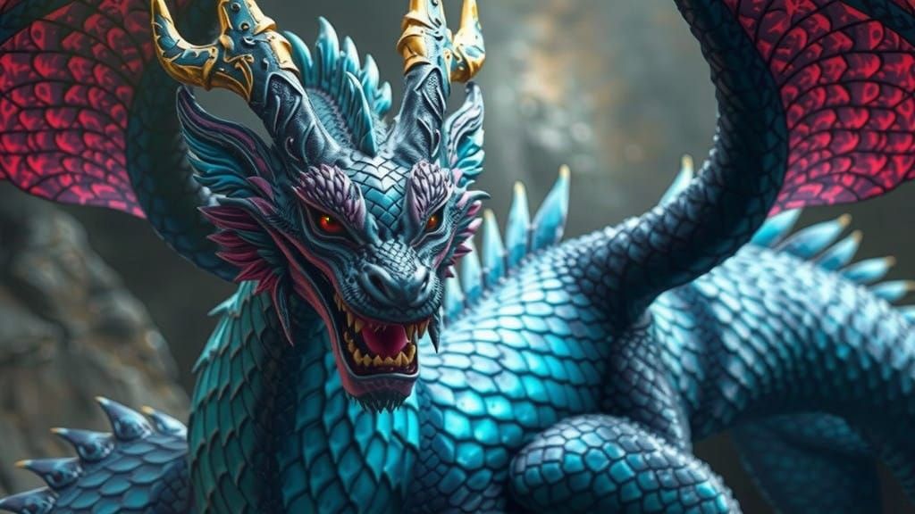 Majestic Hyperrealistic Dragon in Vibrant Fantasy Realm