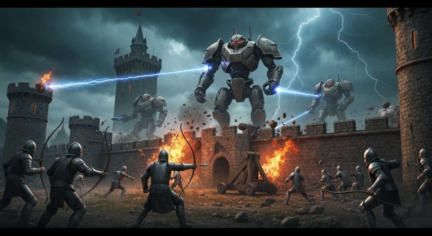 Robots Besiege Castle in Epic Sci-Fi Fantasy Battle