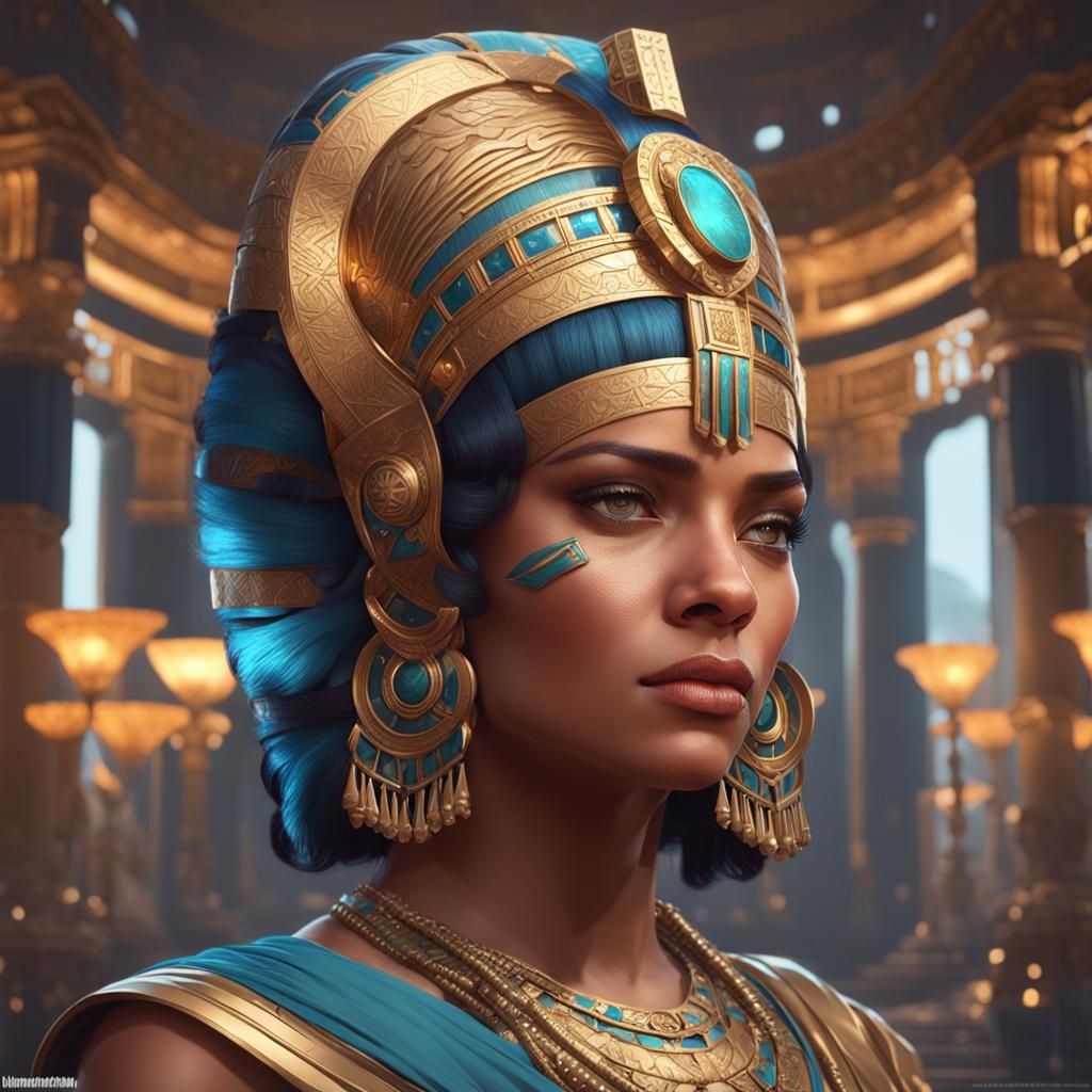 Cleopatra Portrait in Hyperdetailed Art Nouveau Style