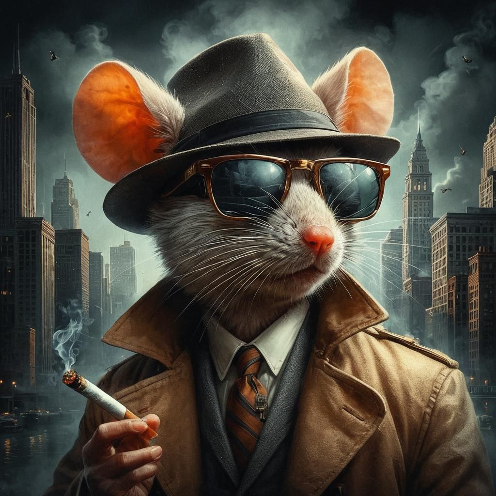 Mouse as Film Noir Detective in Chicago