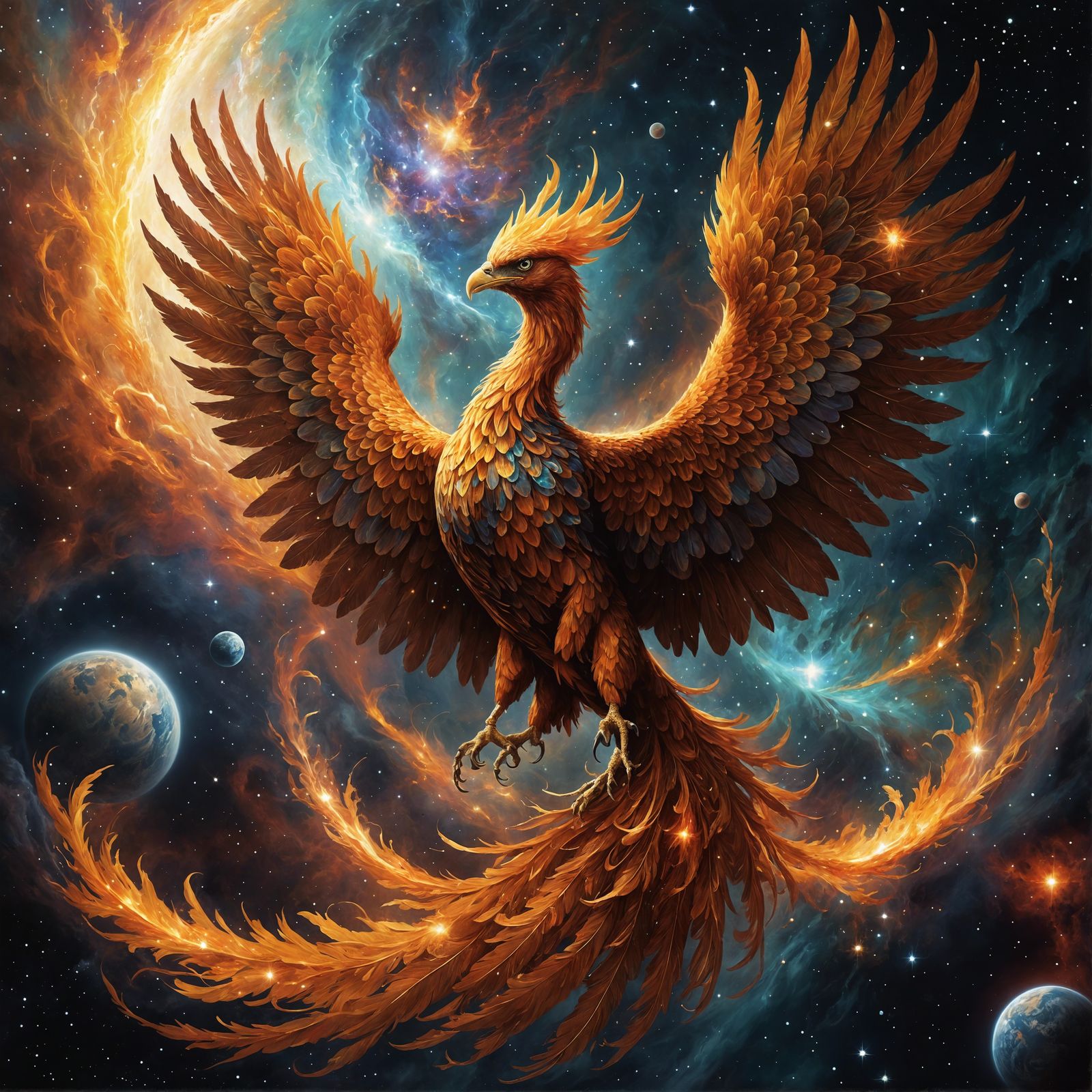 Energetic Being's Rebirth with Phoenix in Space