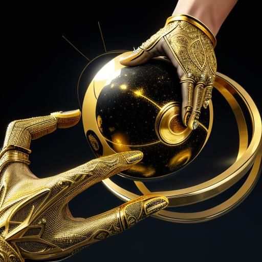 Futuristic World Globe with Gold Rings Digital Art