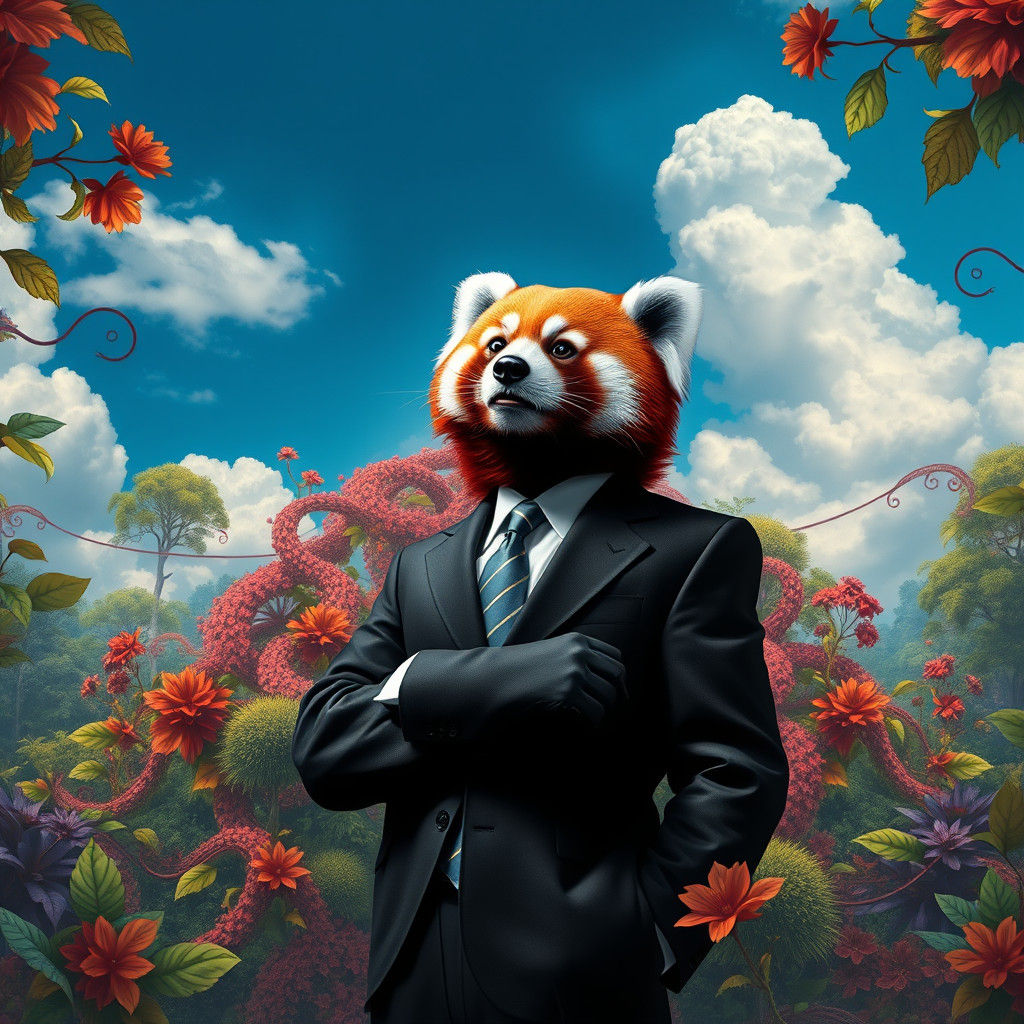Red Panda Obama in a Lush Forest