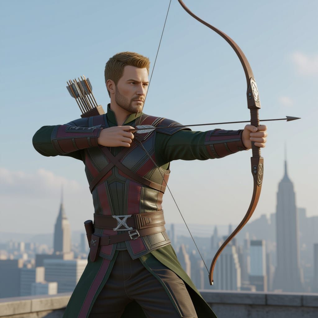 Hawkeye vs Loki in Epic 3D Render at Sunset
