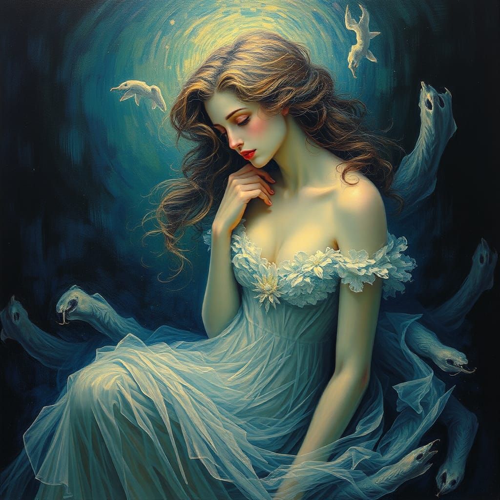 Sorrowful Feminine Form in Dream Reality