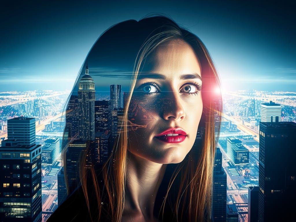 Morgan's Futuristic Cityscape Double Exposure