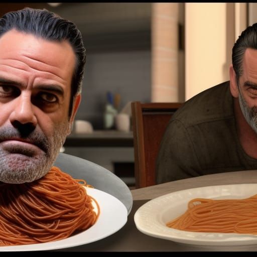 Negan and Spaghetti: A Comical AI Rendition