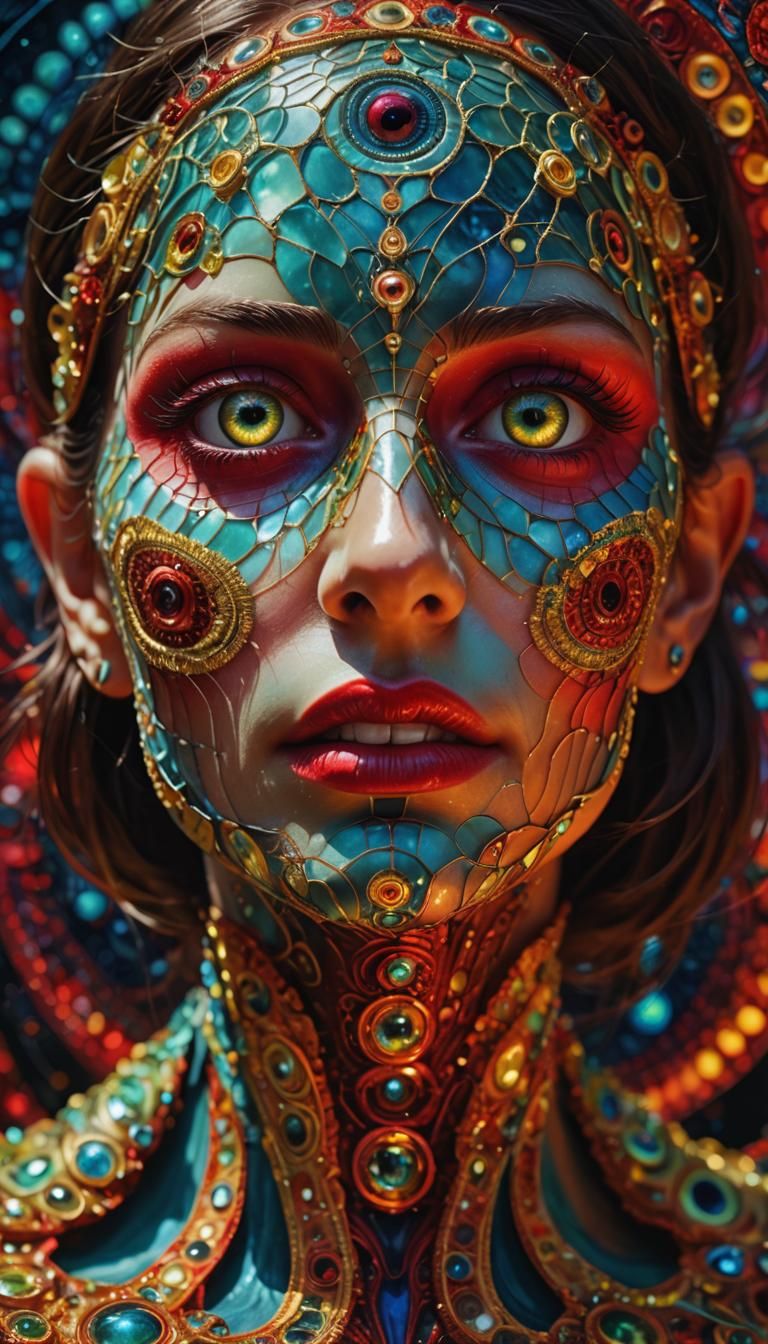 Surreal Woman in Fibonacci Spiral, Hyperrealistic Digital Ar...