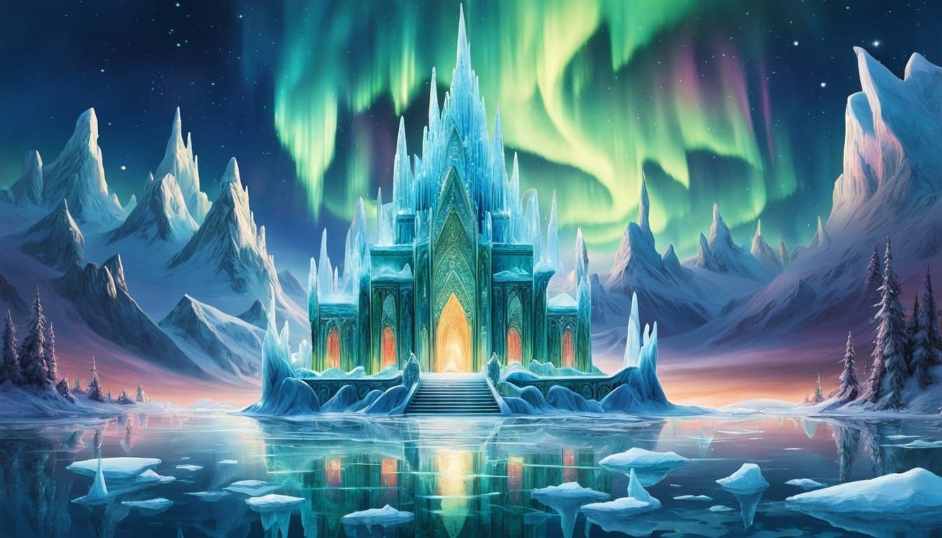 Crystalline Temple Rises From Frozen Dreamlike Lake