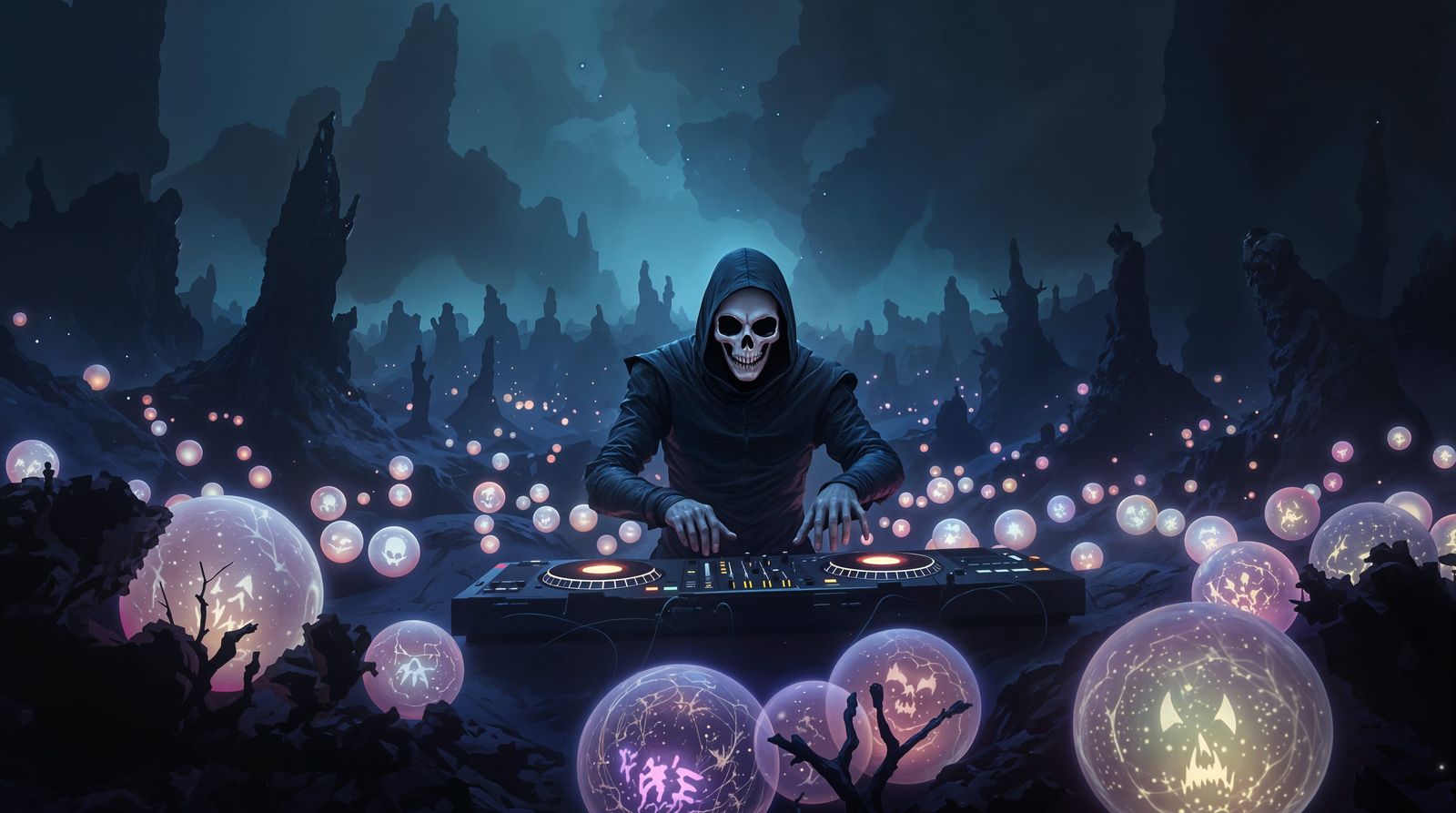 Surreal DJ Performs in a Dark, Ethereal Landscape