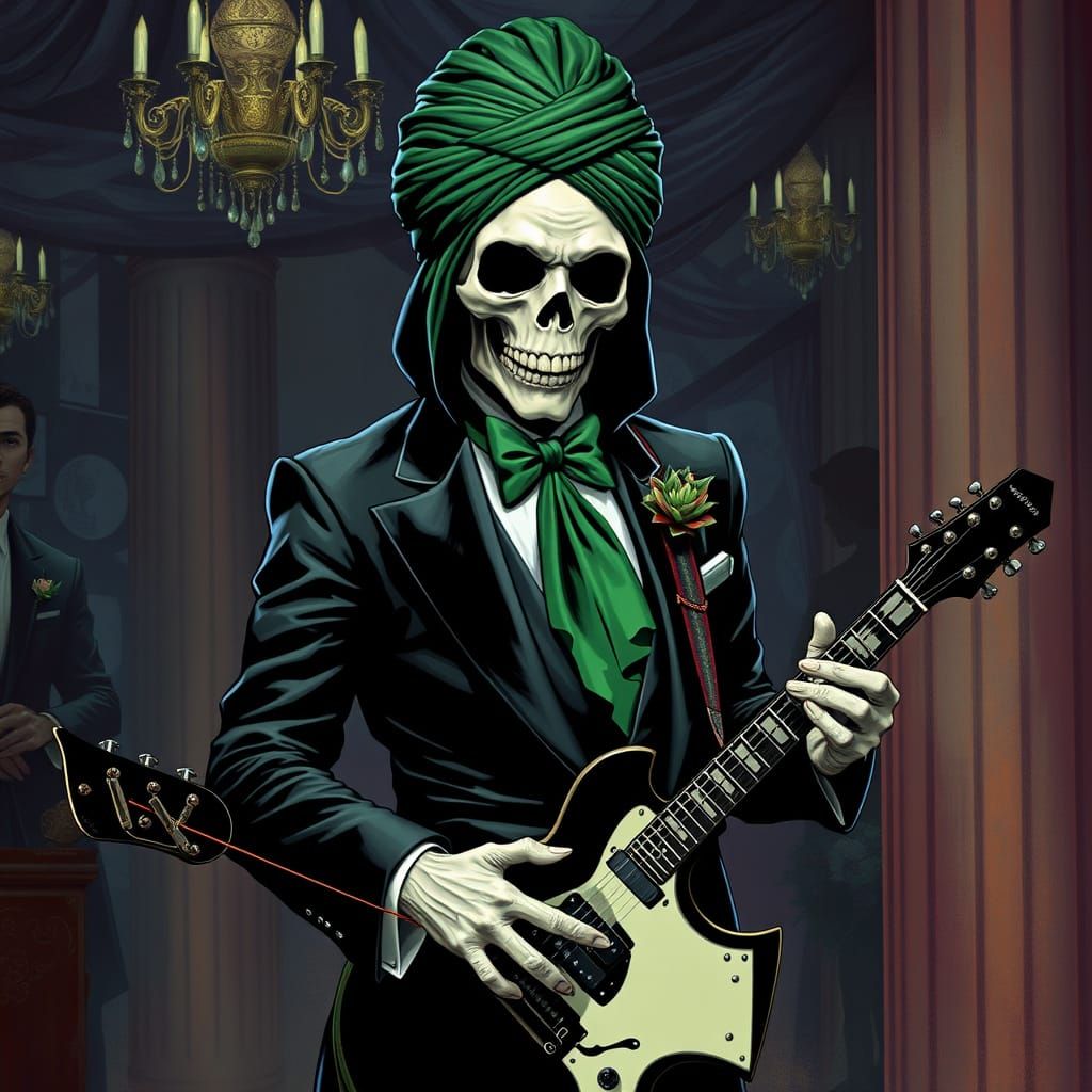 Grim Reaper Rocks Masquerade Ball in Digital Art