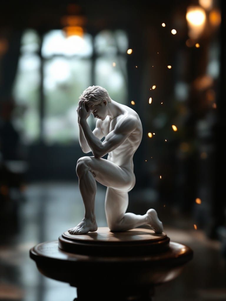 Chiaroscuro Delft Style Porcelain Figurine Masterpiece