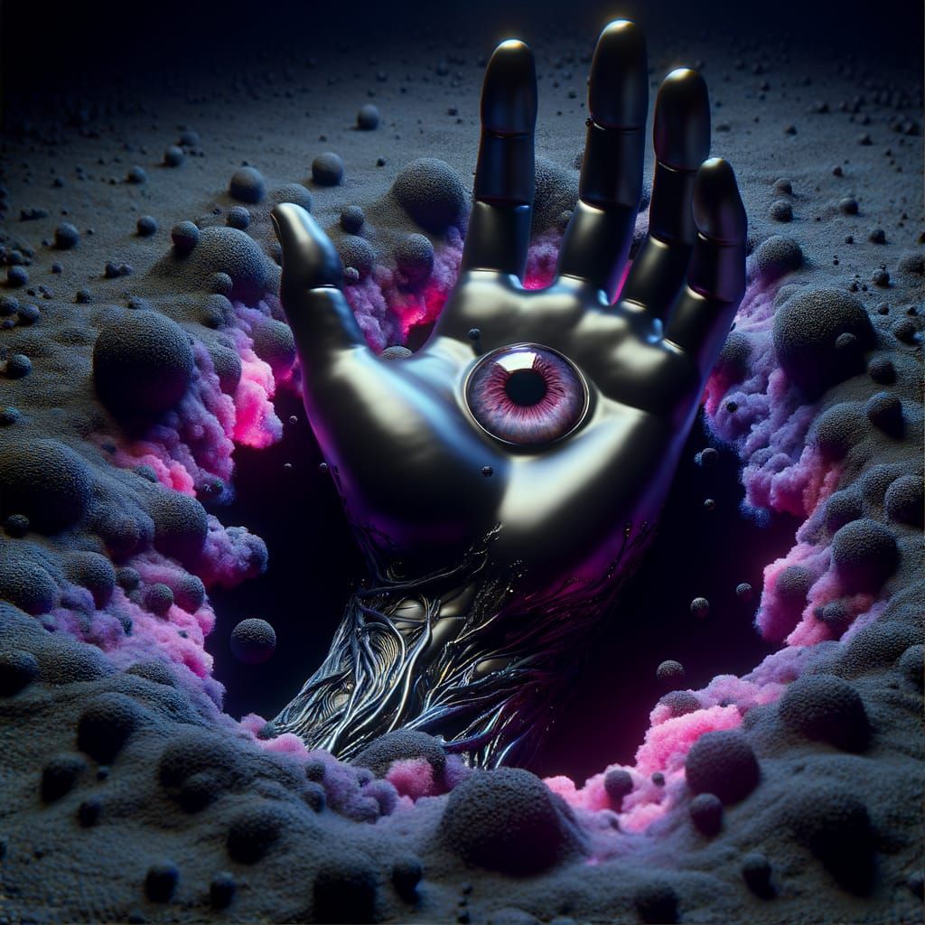 Eerie Fog Puddle Arm Concept Art with Eyeball