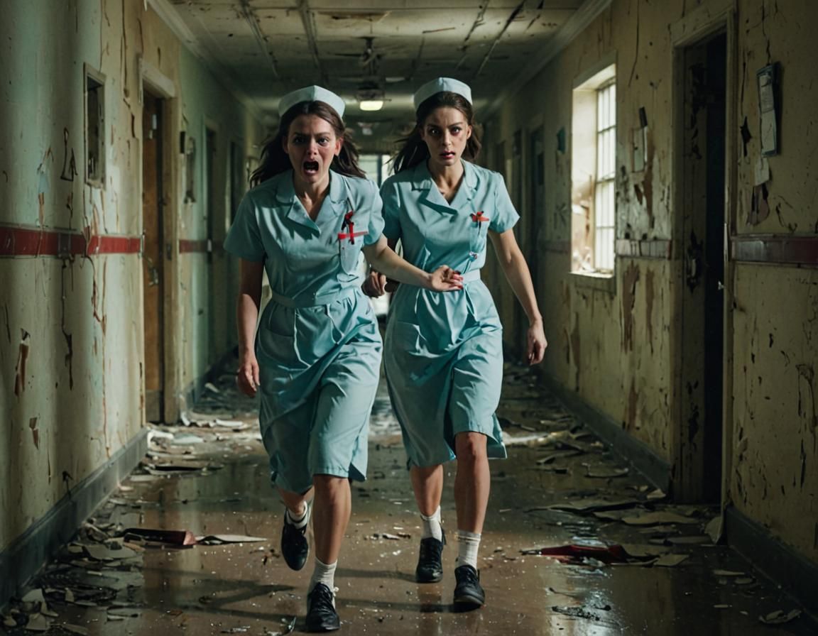 Eerie Hospital Chase in Ultra-Realistic Horror Style