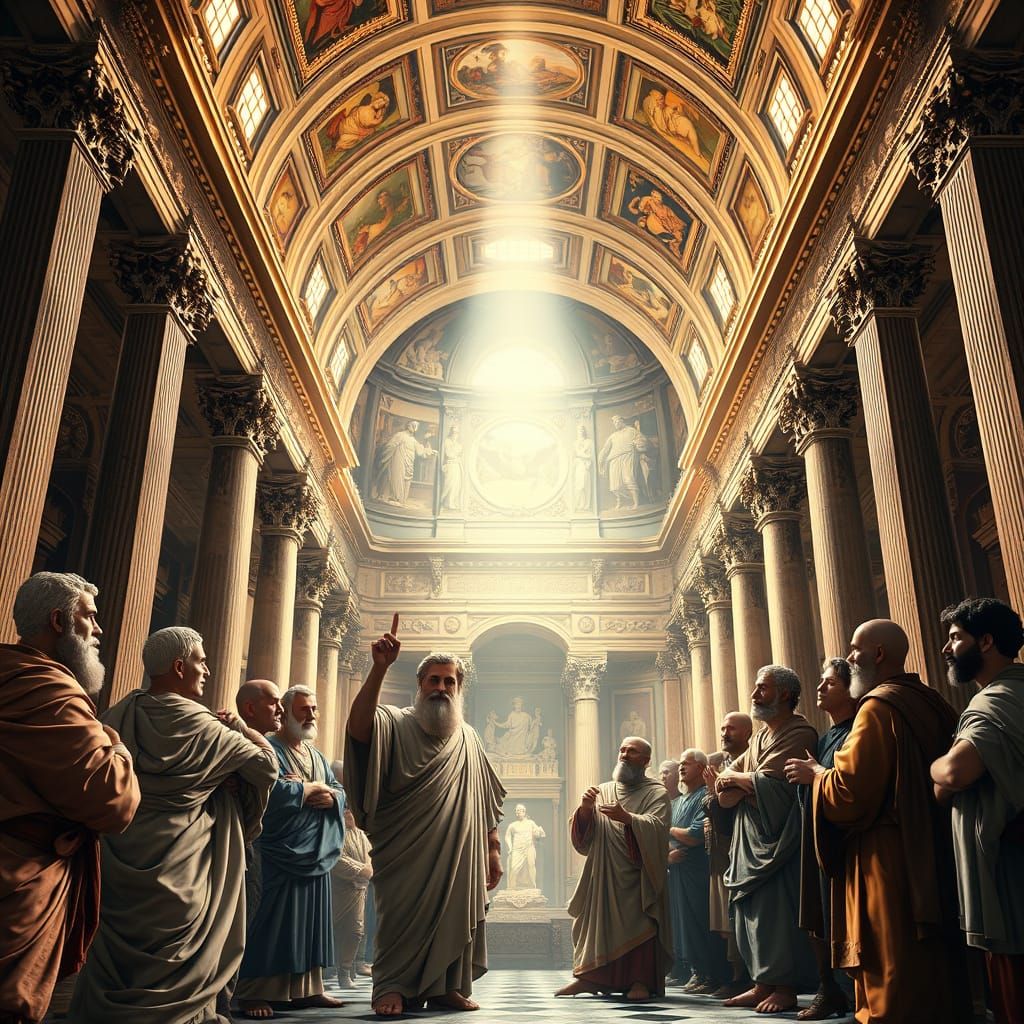 Renaissance Masters Converse in Grand Basilica