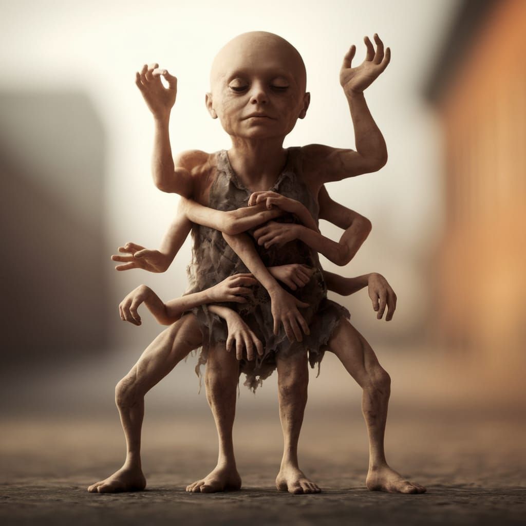 Distorted Figure Emerges from Surreal Mist