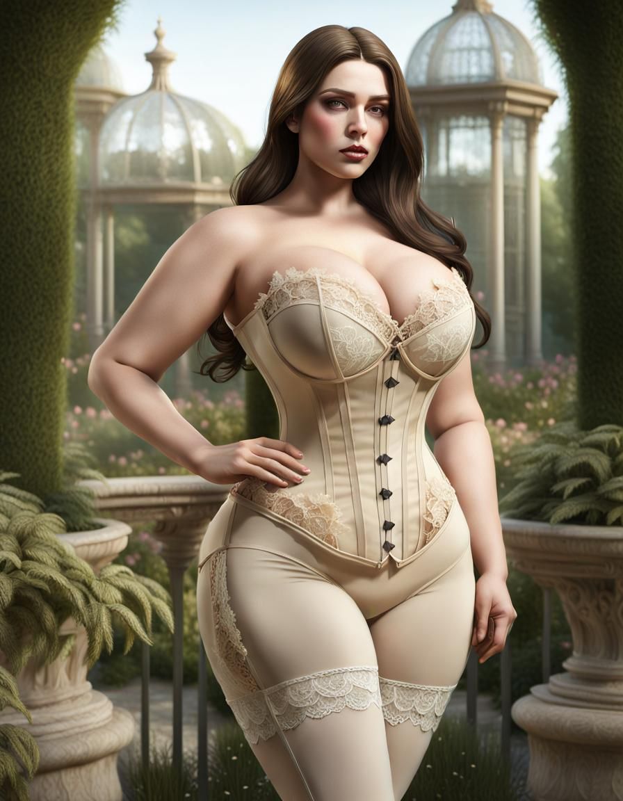 Curvy Brunette in Botanic Garden Portrait