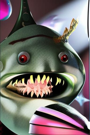 Hyperrealistic Angler Fish Luring Prey