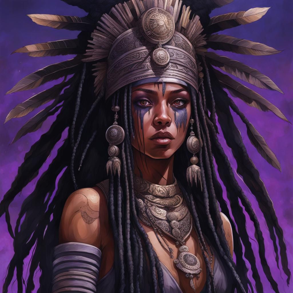 Aztec Queen with Bloody Tears in Horror Style