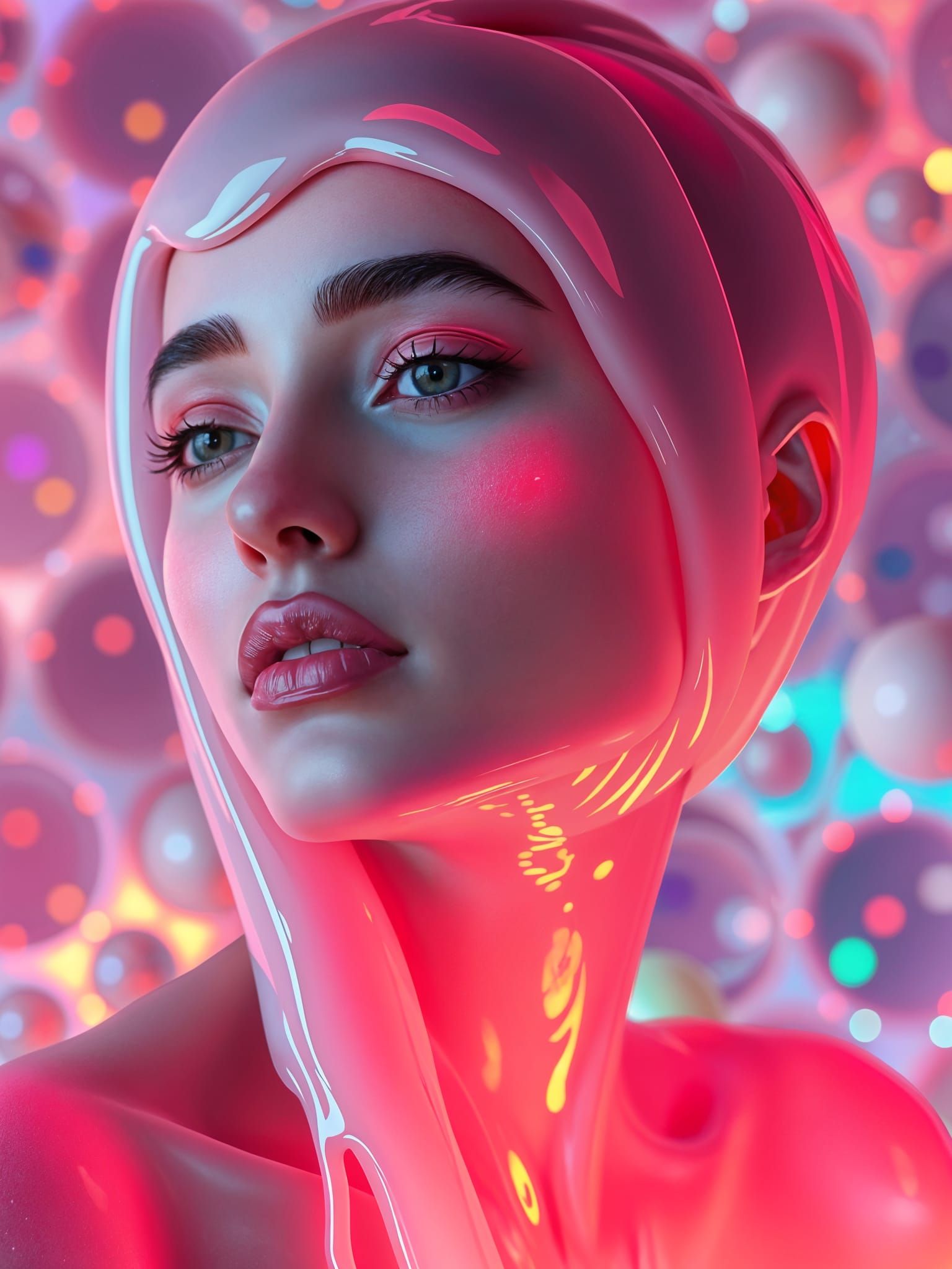 Hyperrealistic Gooey Pink Slime Goddess