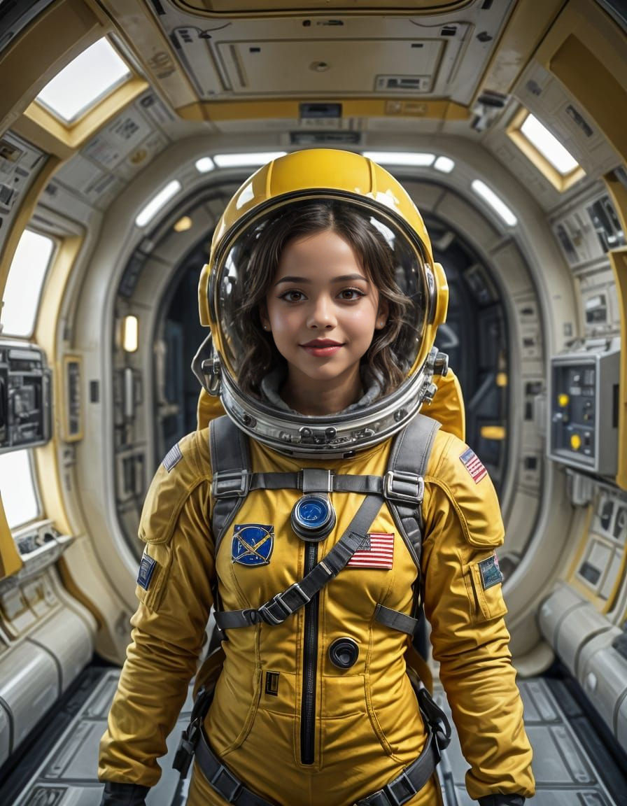 Jenna Ortega as a Daring Astronaut in a Ralph McQuarrie-Insp...