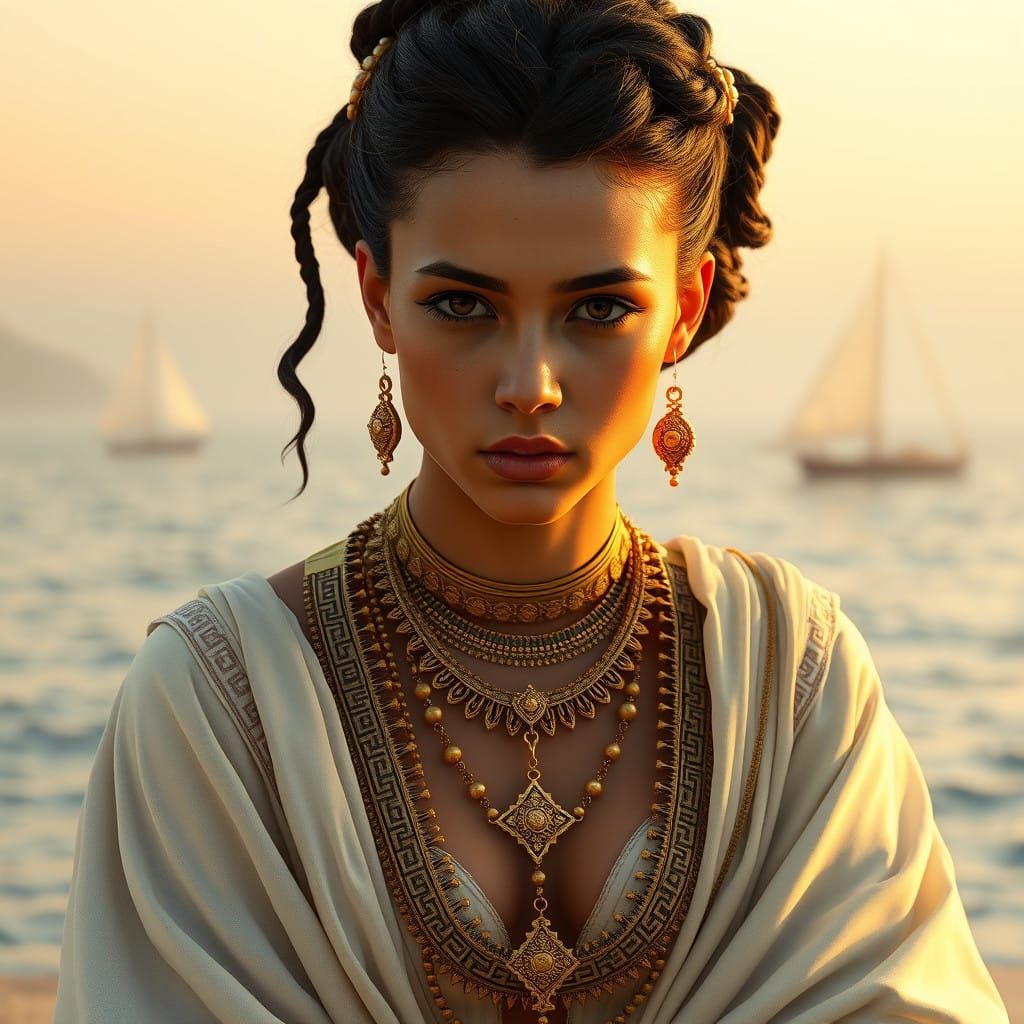 Elegant Young Queen in Ancient Egyptian Splendor