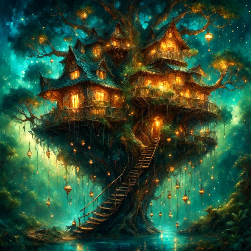 The Firefly Family Used Fireflies to Light Their Firefly Treepalace