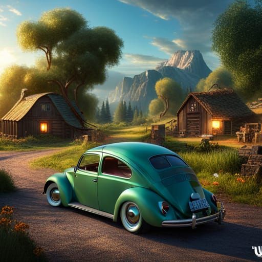 Detailed Classic Car Matte Painting in 8K