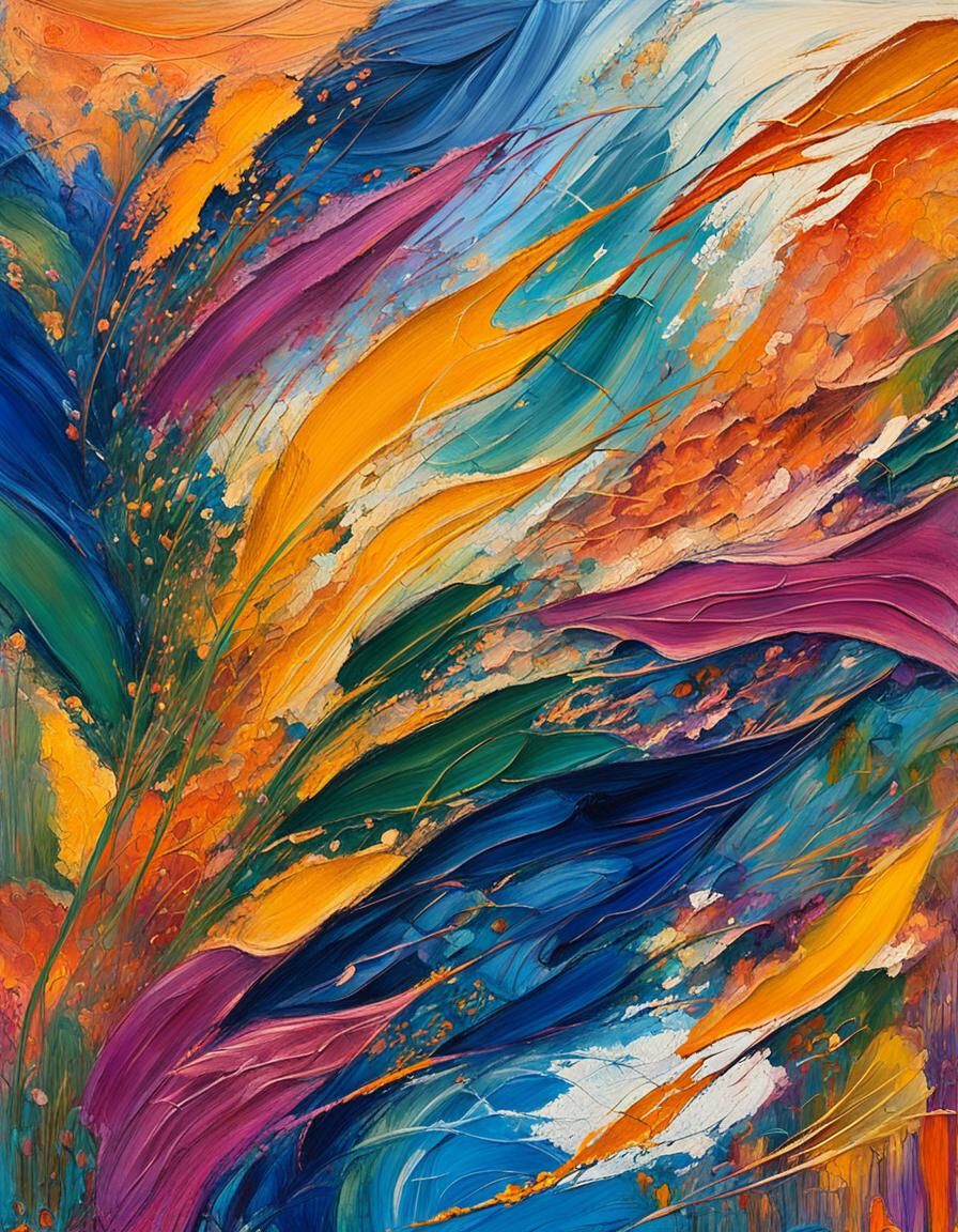 Abstract Expressionist Meadow in Ultramarine and Magenta