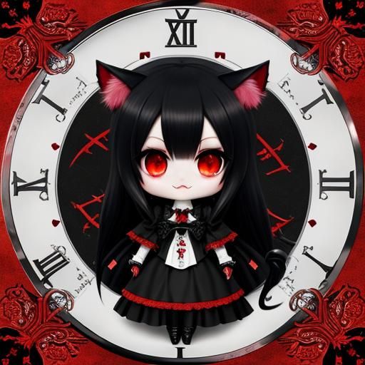 Kawaii Neko Witch Girl in Demonic Setting
