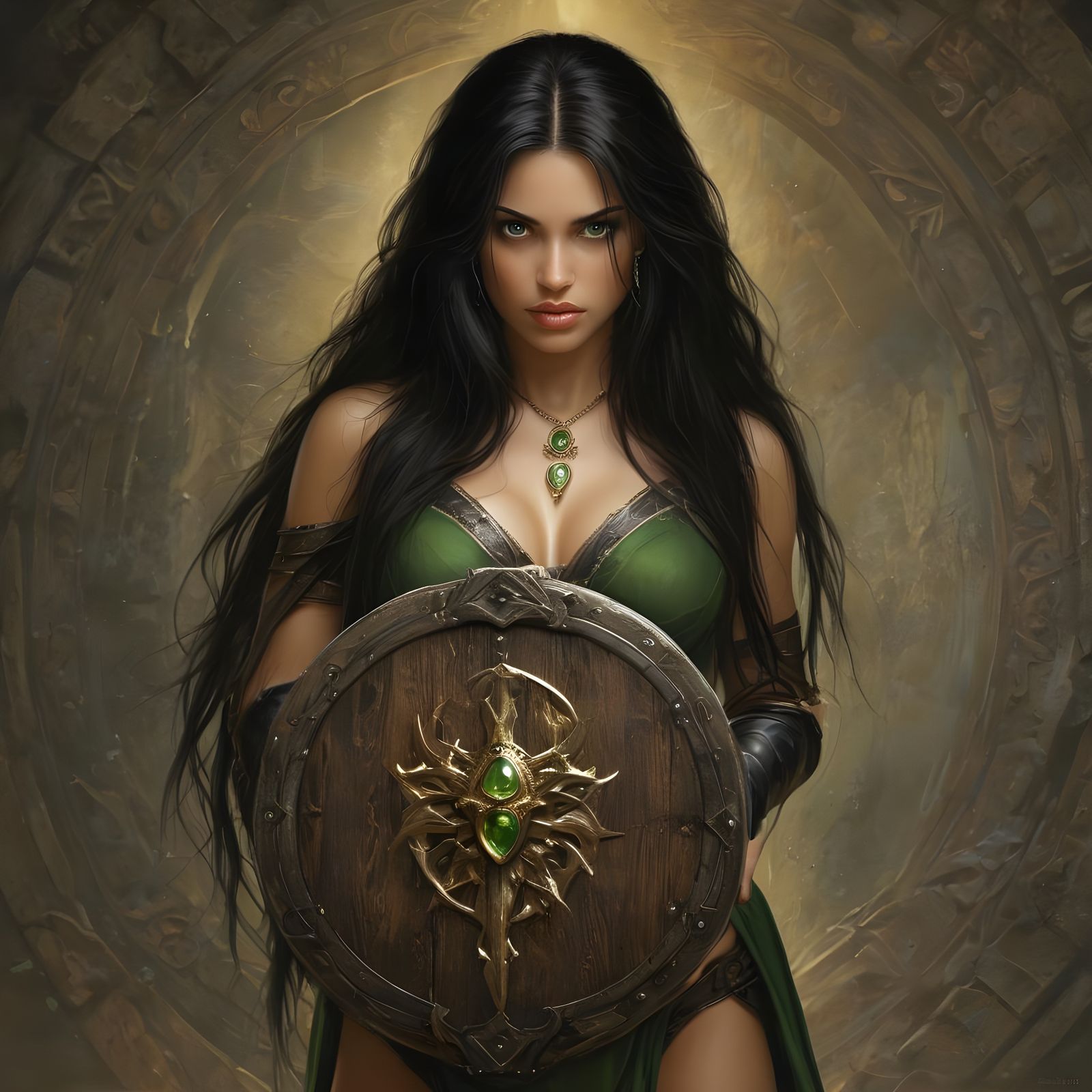 Majestic Shield Maiden in Nordic Armor