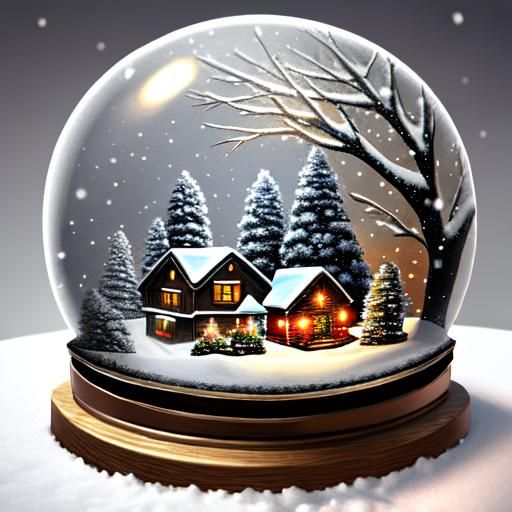 Cozy Winter Village in Photorealistic Snow Globe