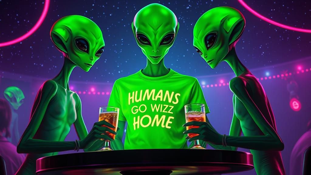 Alien Teens Party on a Distant Moon, in Surreal Style