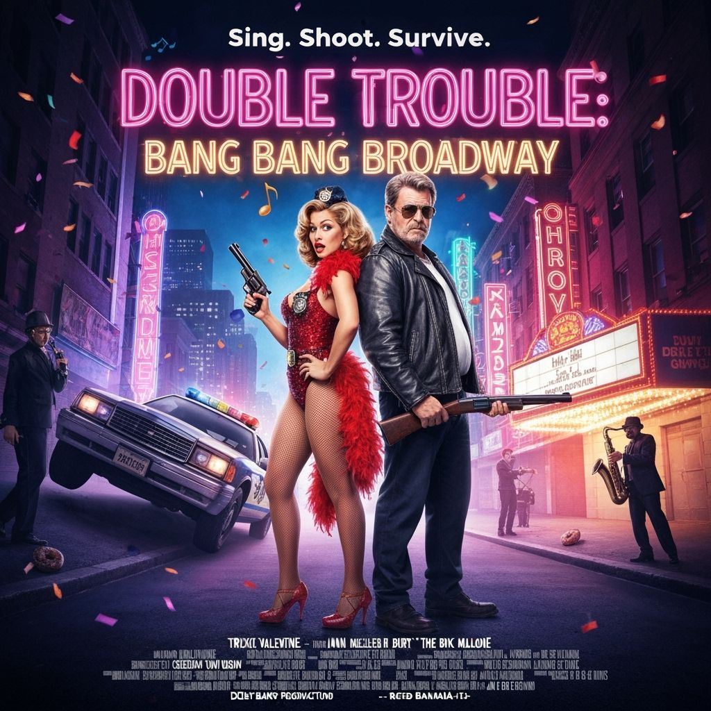 80s Action Comedy Movie Poster: Double Trouble Bang Bang Bro...