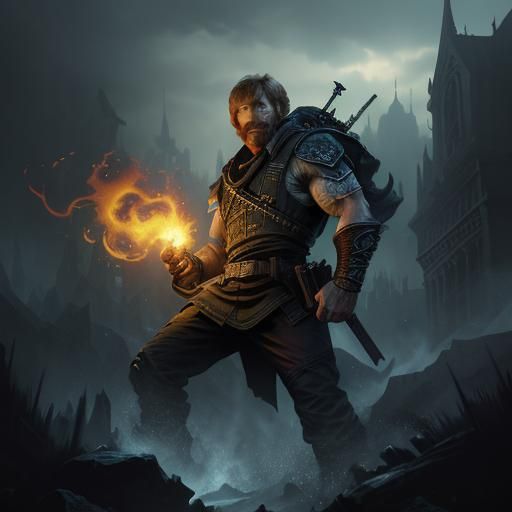 Hyperdetailed Dark Fantasy Portrait of Chuck Norris