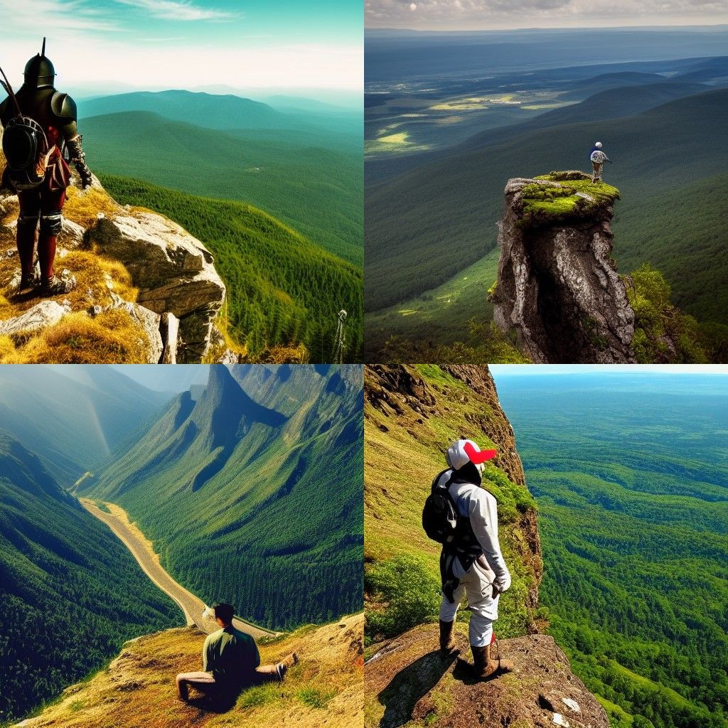 Knight Overlooking Nature From Mountain Peak