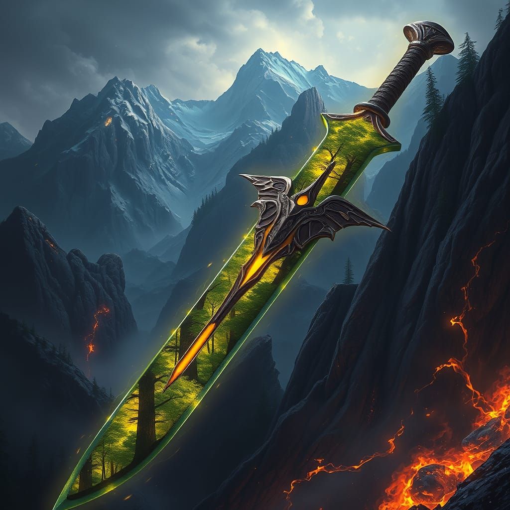 Sword of Elemental Earth in Forest Landscape