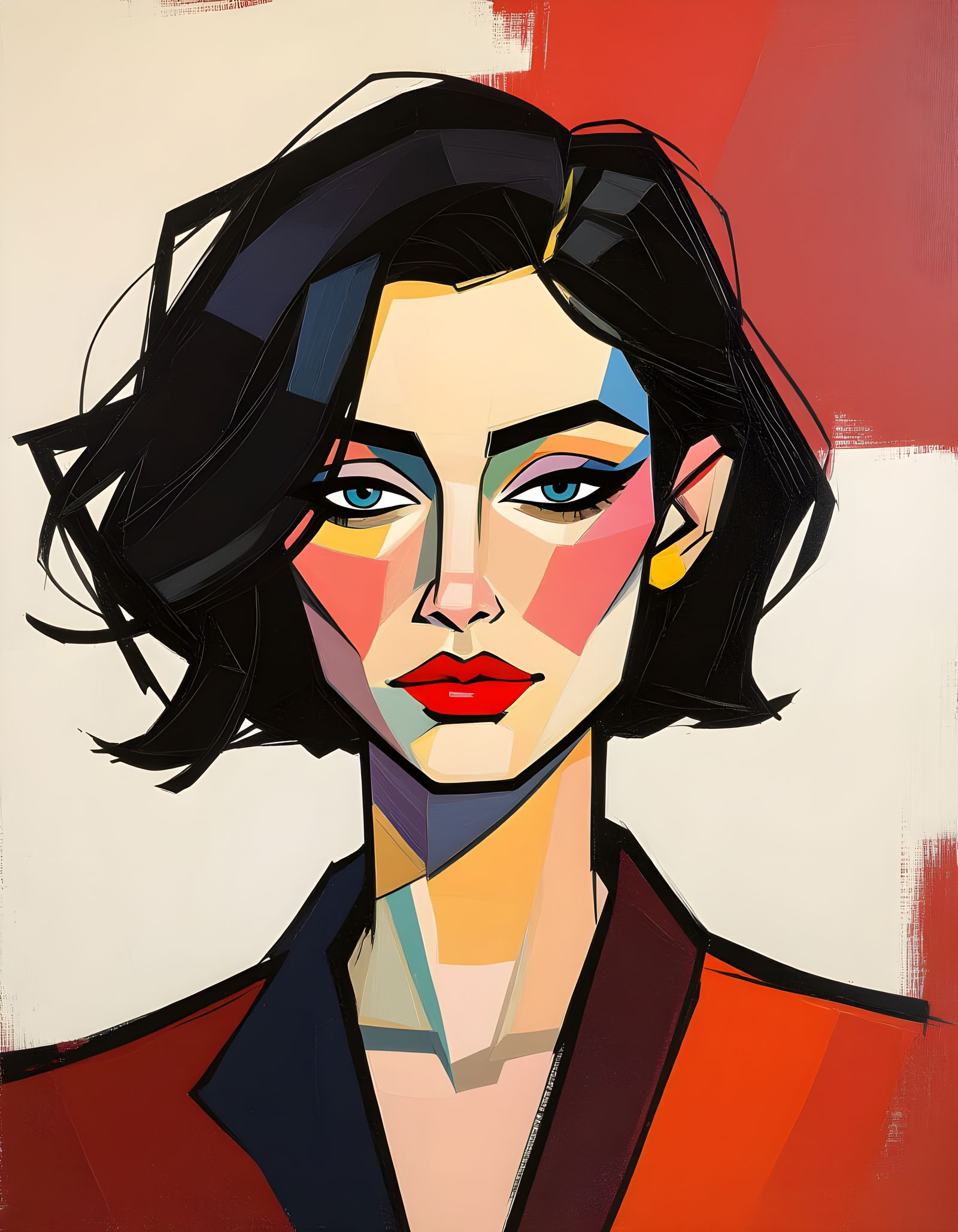 Young Woman Portrait in Impressionist Oil Painting Style