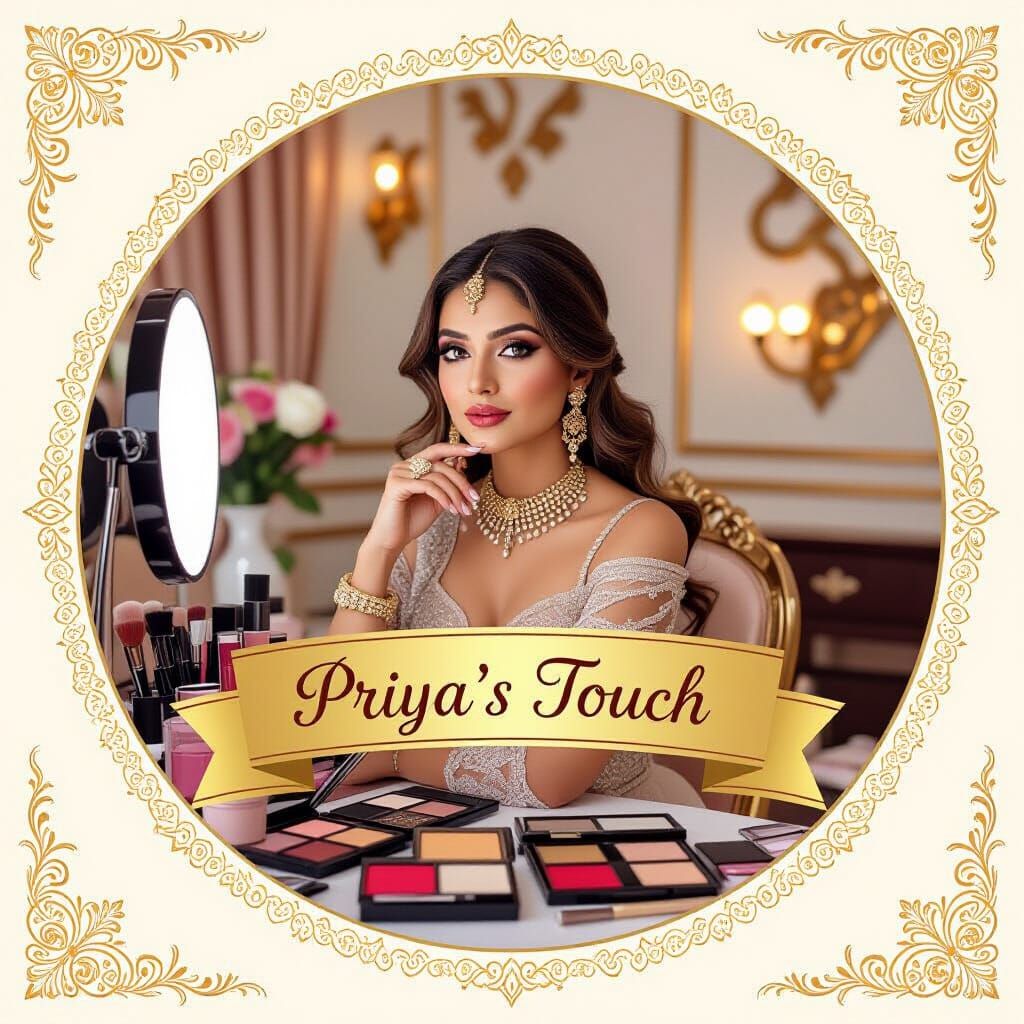 Priya's Touch: Elegant Makeover Banner in Art Nouveau Style