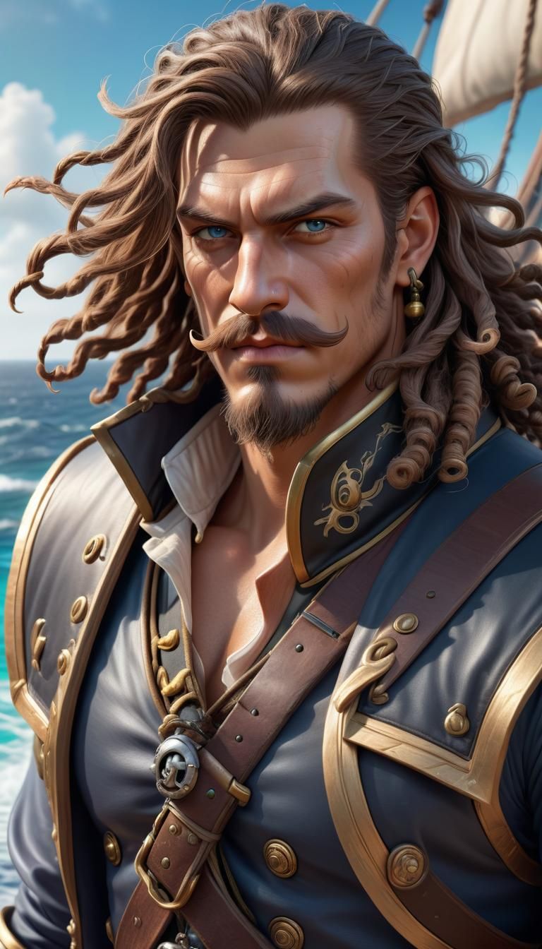 Epic Pirate Captain in Warcraft Style