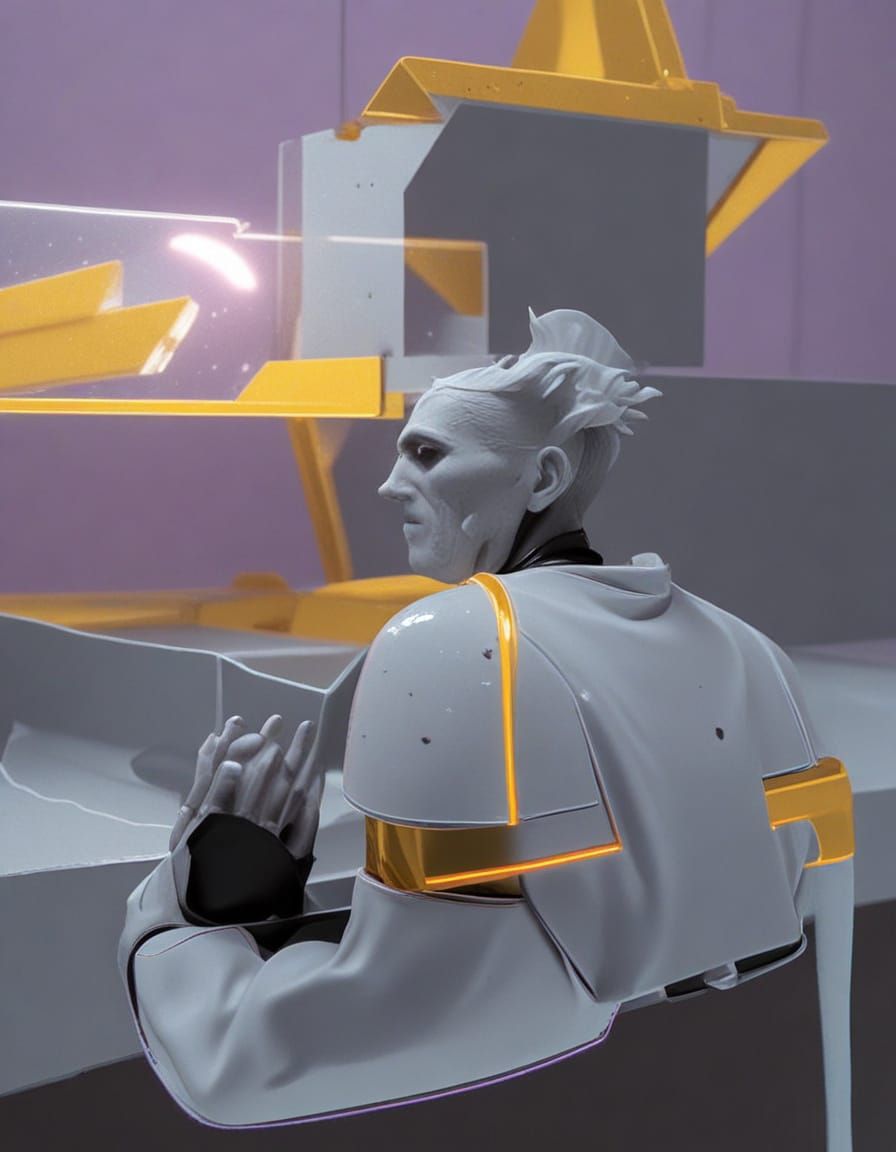 Surreal Neon Cityscape in Vibrant Violet and Gray