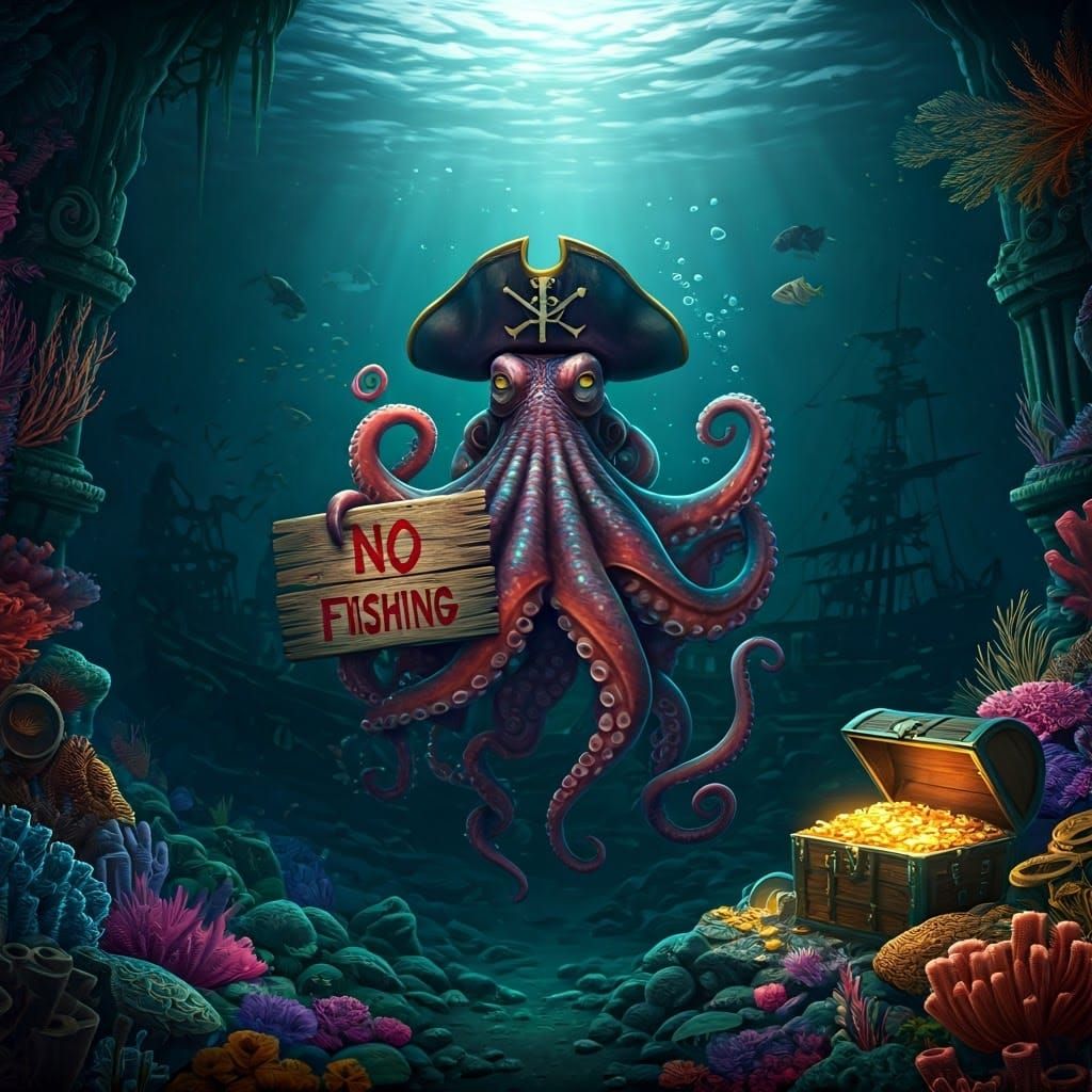 Octopus Pirate's Underwater Domain in 8k