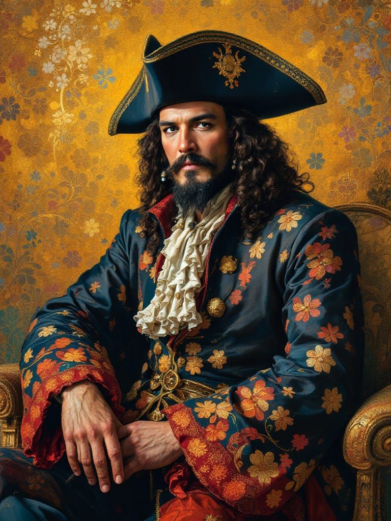 Blackbeard Portrait in Art Nouveau Style