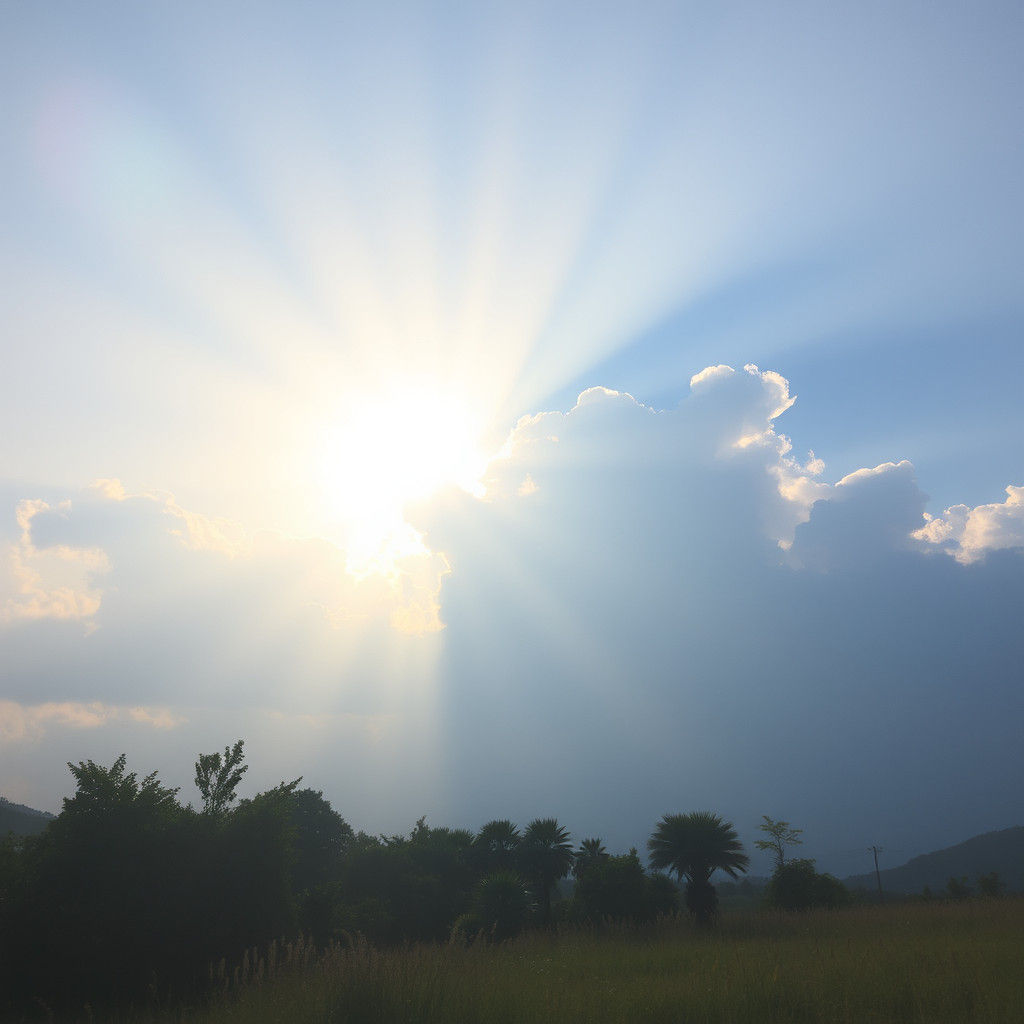 Divine Sunshine Beams Through Holy Clouds