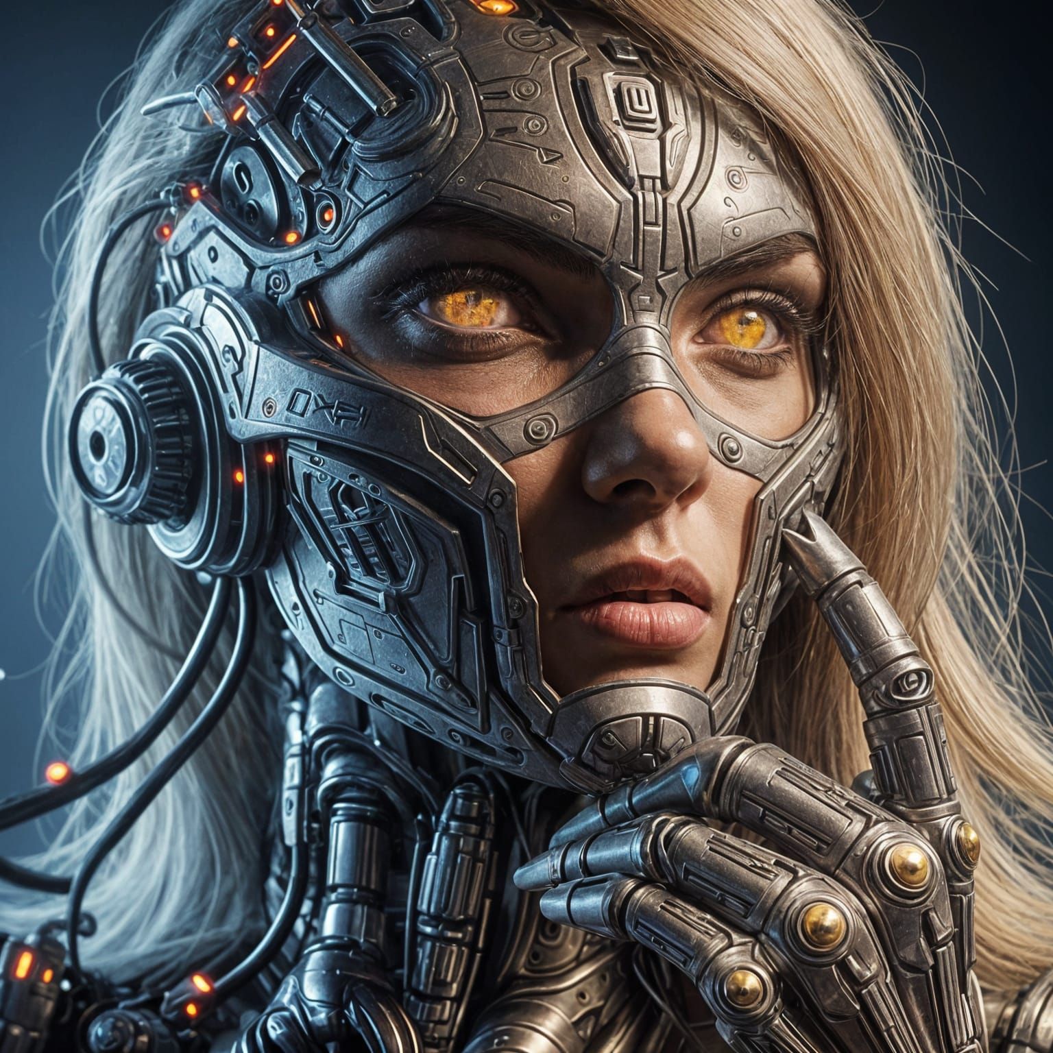 Futuristic Cyborg Warrior in Cyberpunk Style