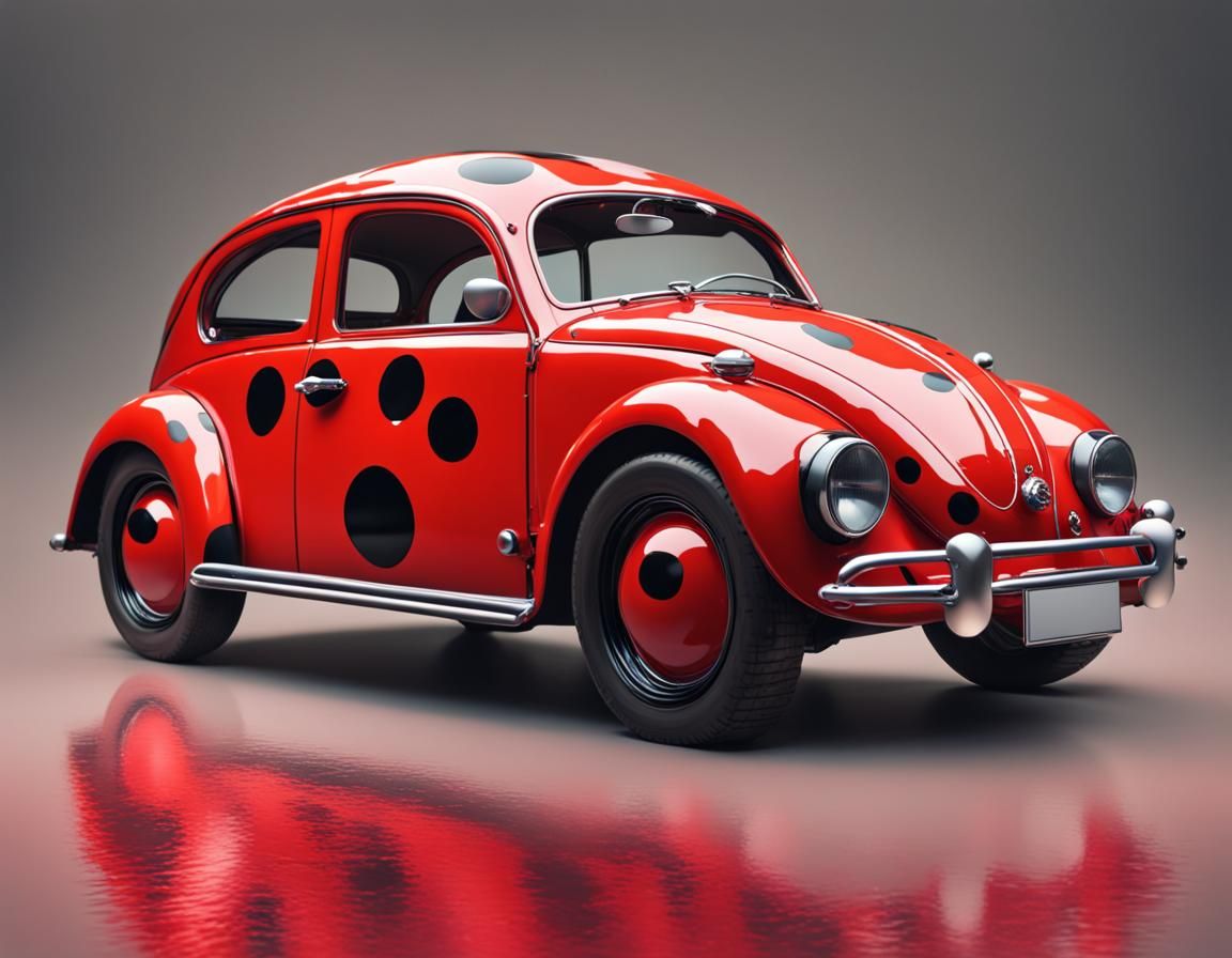 Hyperrealistic Ladybug Car in Splash Art Style
