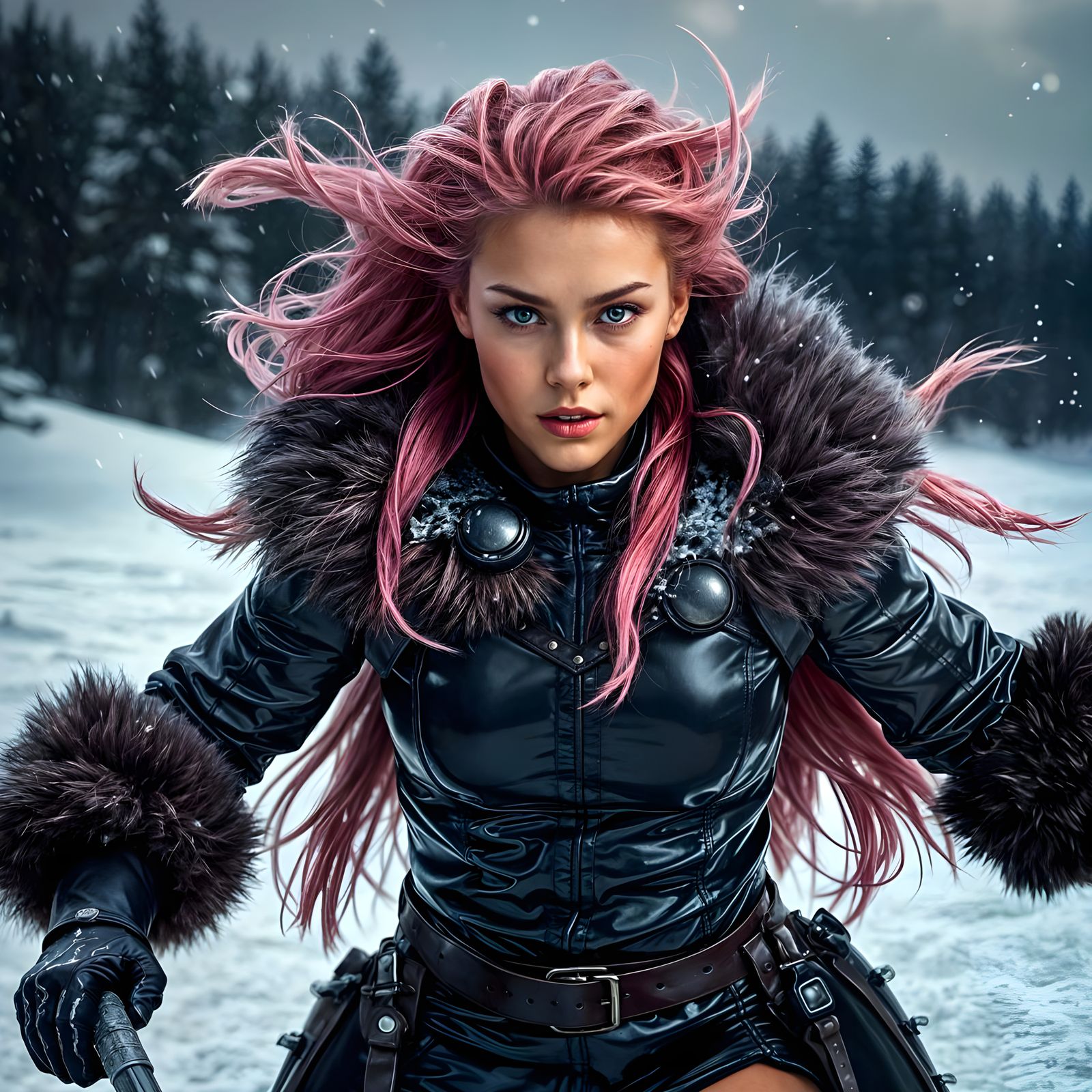 Hyper-Realistic Barbarian Warrior in Black Chrome Armor