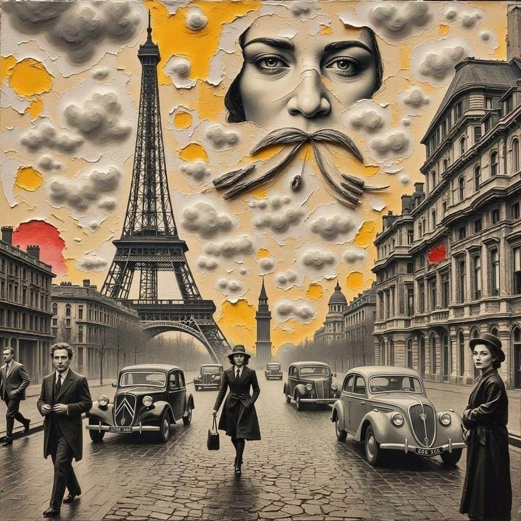 Dada Surreal Collage of Post-War Paris